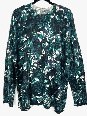 Ella by Rafaelle Soft Sweater Teal Purple Floral Size 2X
